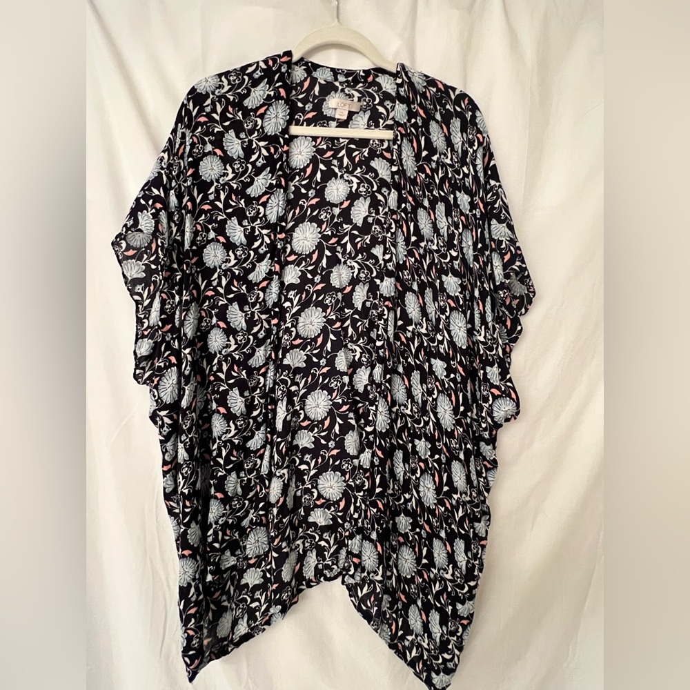 Floral Navy Kimono Top from LOFT